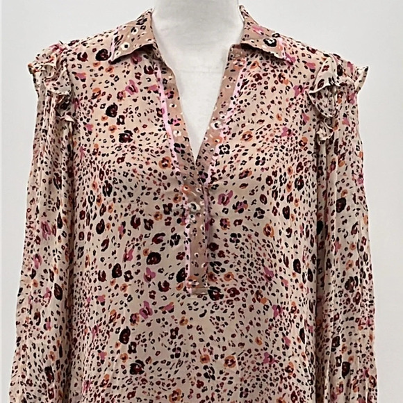 Hale Bob Joan Abstract Floral Print Tiered Ruffle Dress - Size Small - Picture 3 of 7